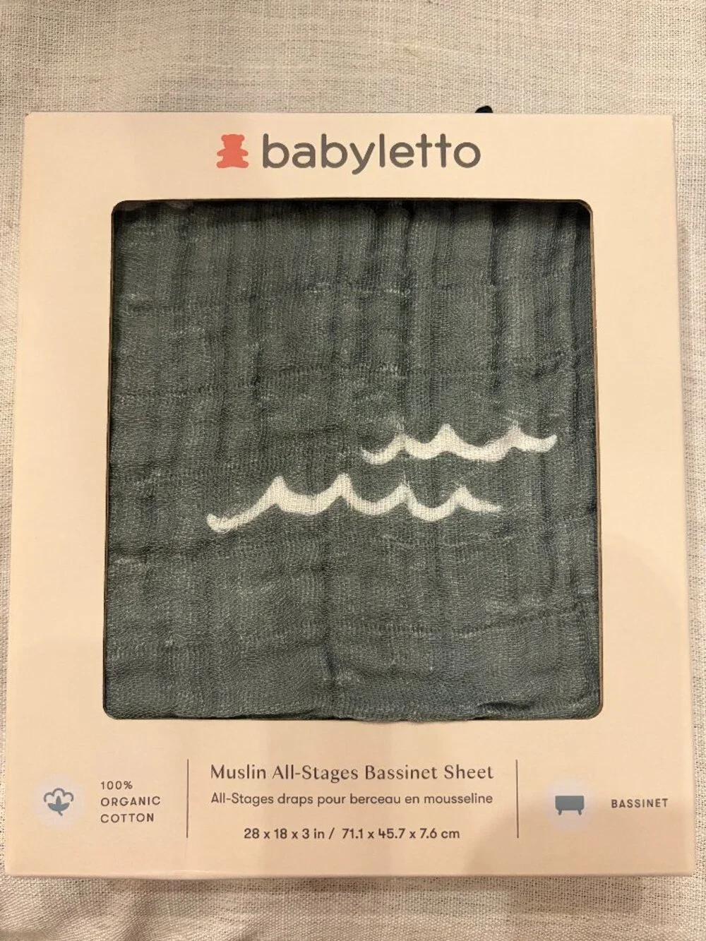 Ocean Waves Muslin All-Stages Bassinet Sheet
